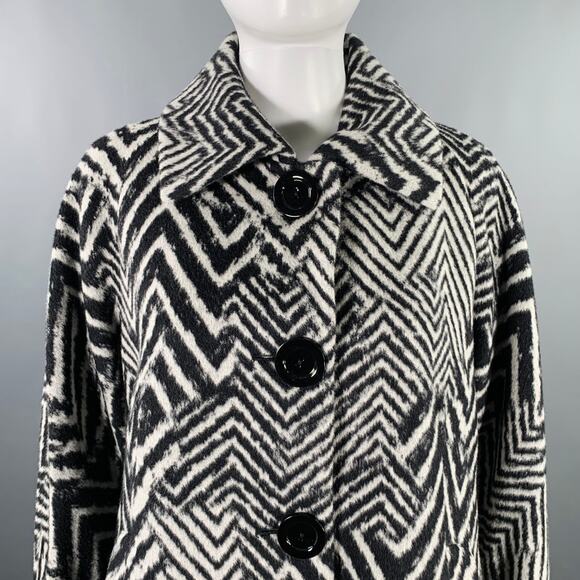 CINZIA ROCCA Size 8 Black White Wool Angora Zig Zag Jacket - Picture 2 of 8